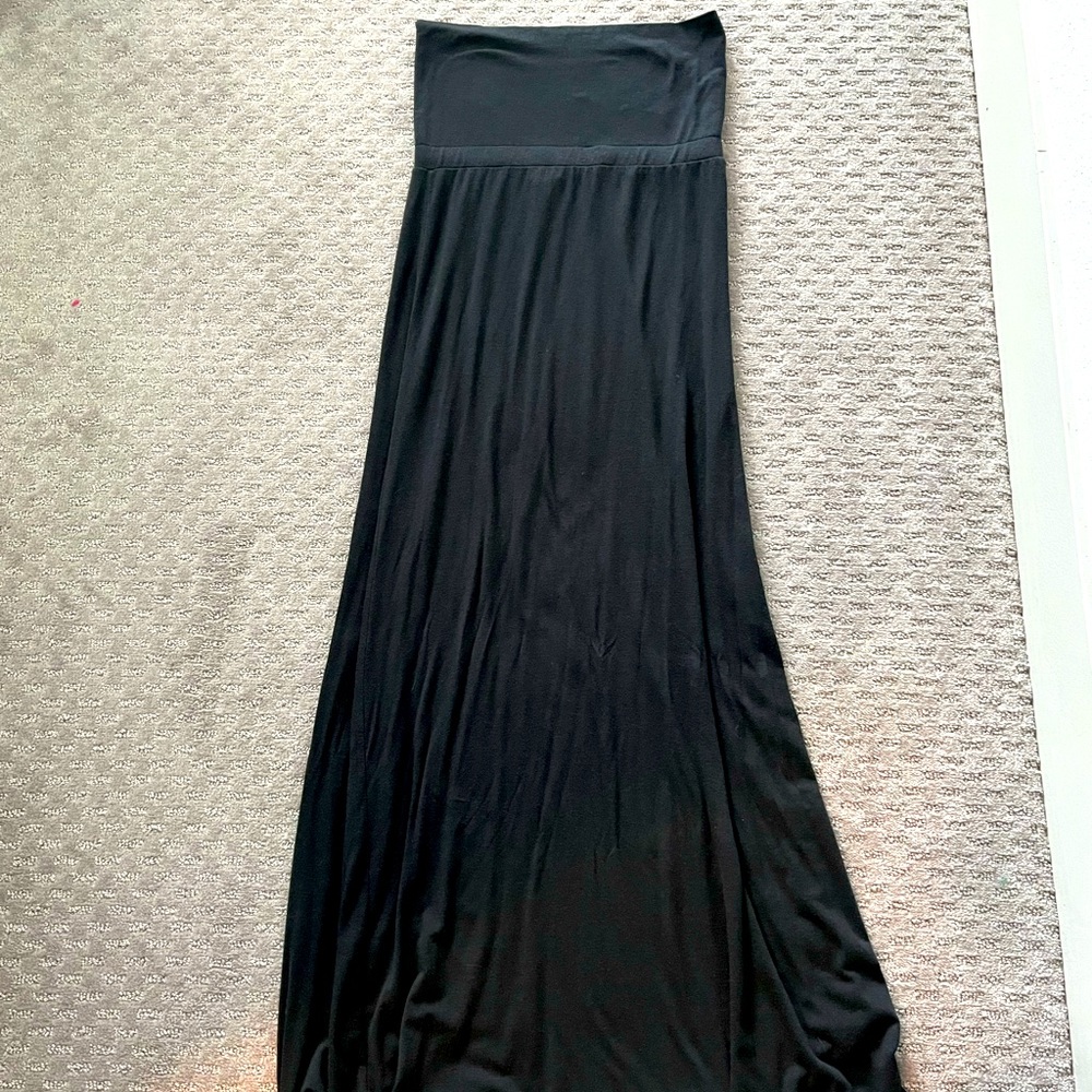 PacSun Black Strapless Floor Length Cotton/Spandex Dress